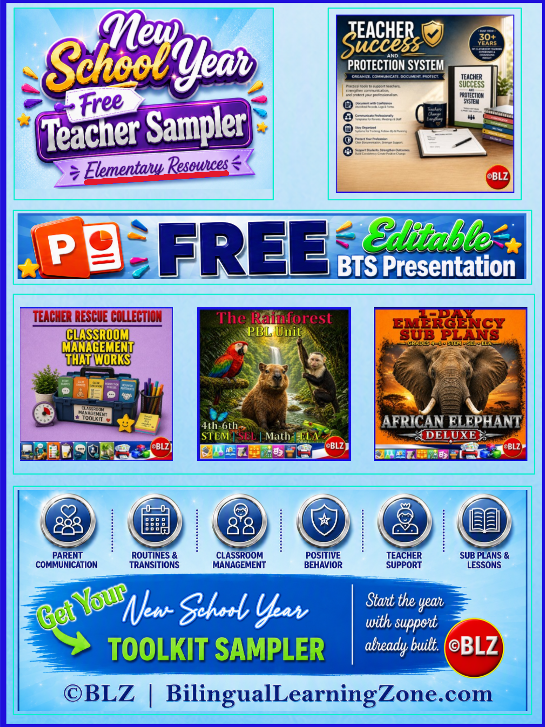 New School Year Free Teacher Sampler — Elementary Resources pin