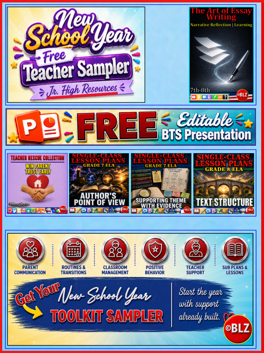 New School Year Free Teacher Sampler — Jr. High Resources pin