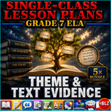 Single-Class Lesson Plans Series | Grade 7 | ELA | Theme/Text Evidence 5X-Bundle