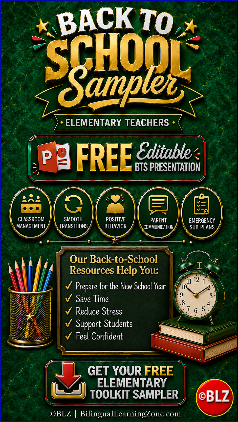 Elementary Teacher Back to School sampler poster