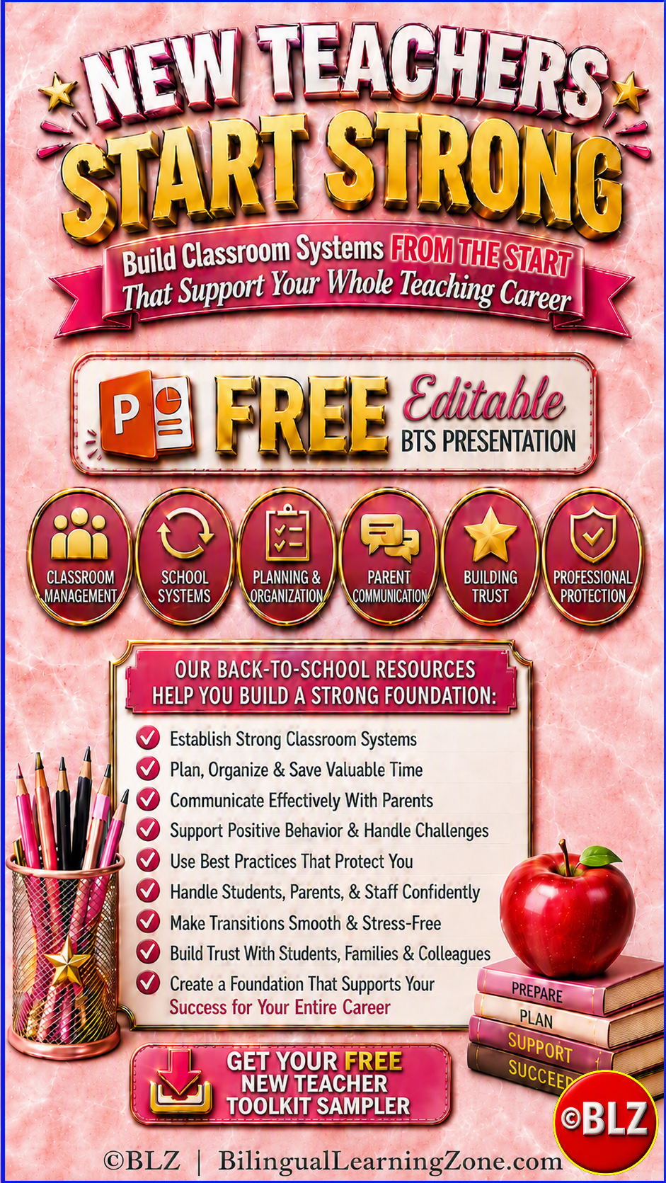 New Teacher Start Strong Back to School sampler poster